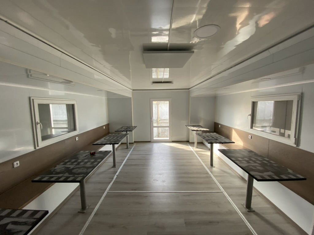 Work in progress — the tables are printed, while the walls have no graphics yet.