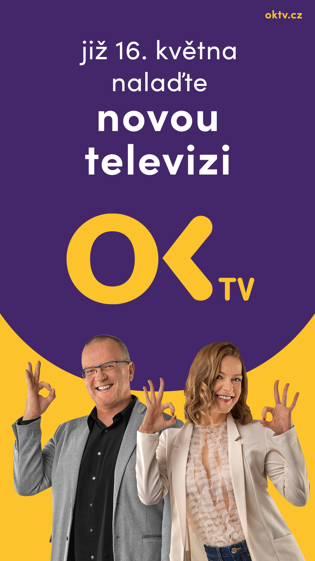 Portrétní fotografie ve vertikálním promo formátu OK TV