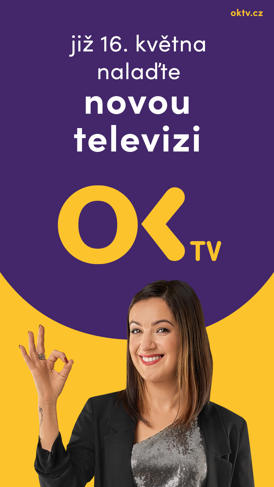 Portrétní fotografie ve vertikálním promo formátu OK TV