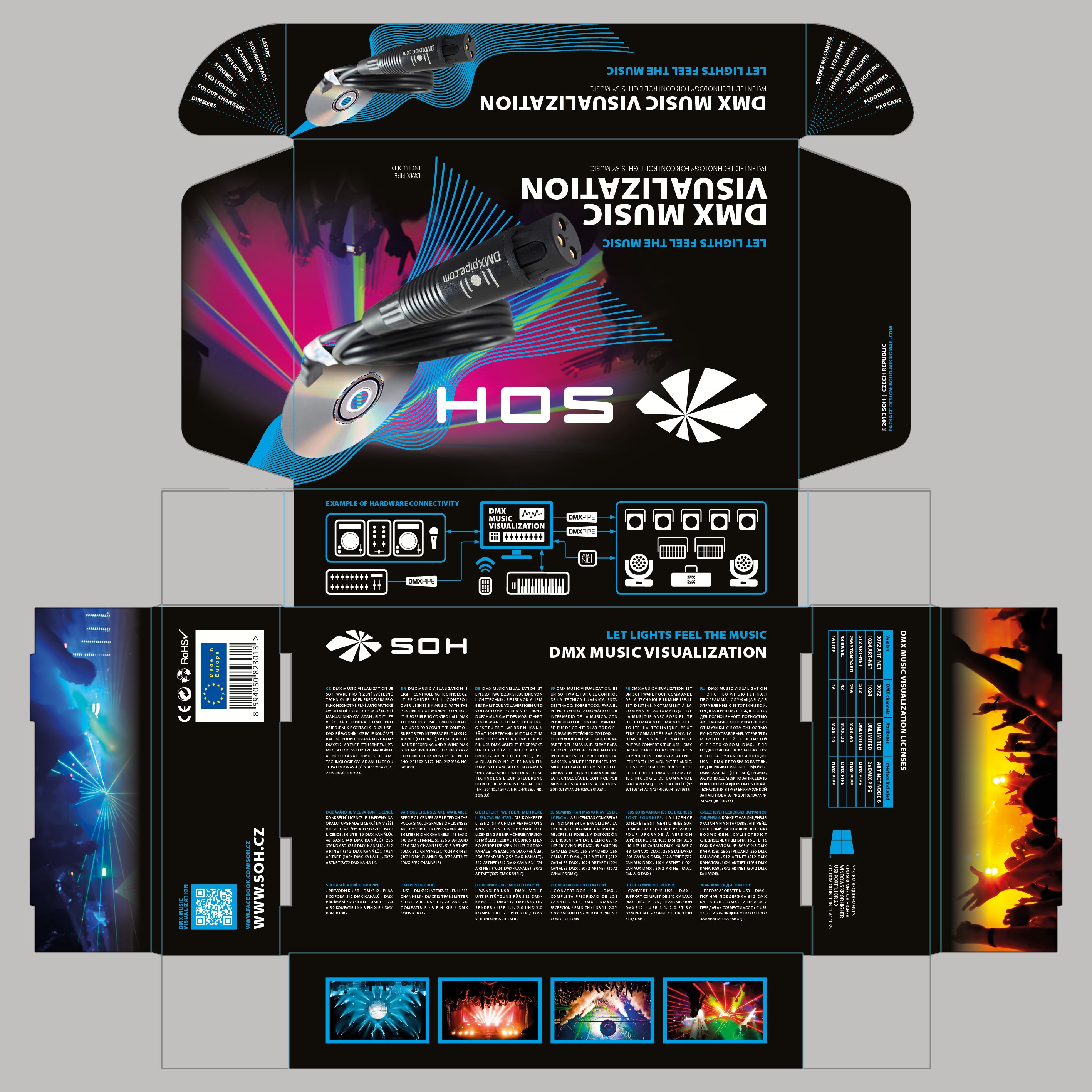 DMX Music Visualization — graphics on the supplied box dieline.
