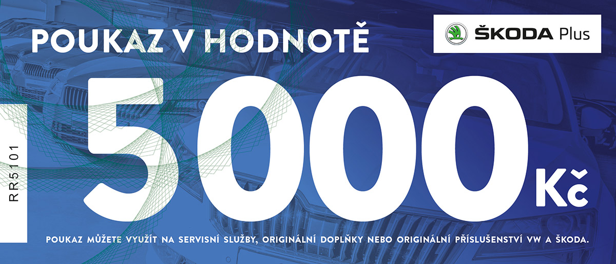 Dárkový poukaz Škoda Plus — přední strana.