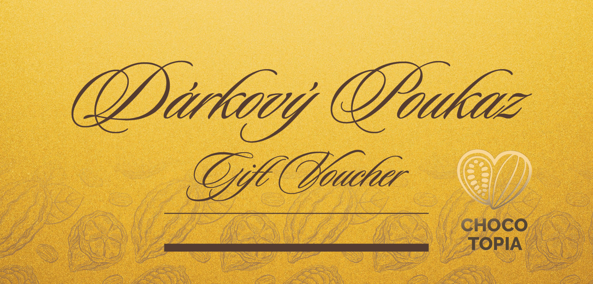 Chocotopia — dárkový poukaz, přední strana.