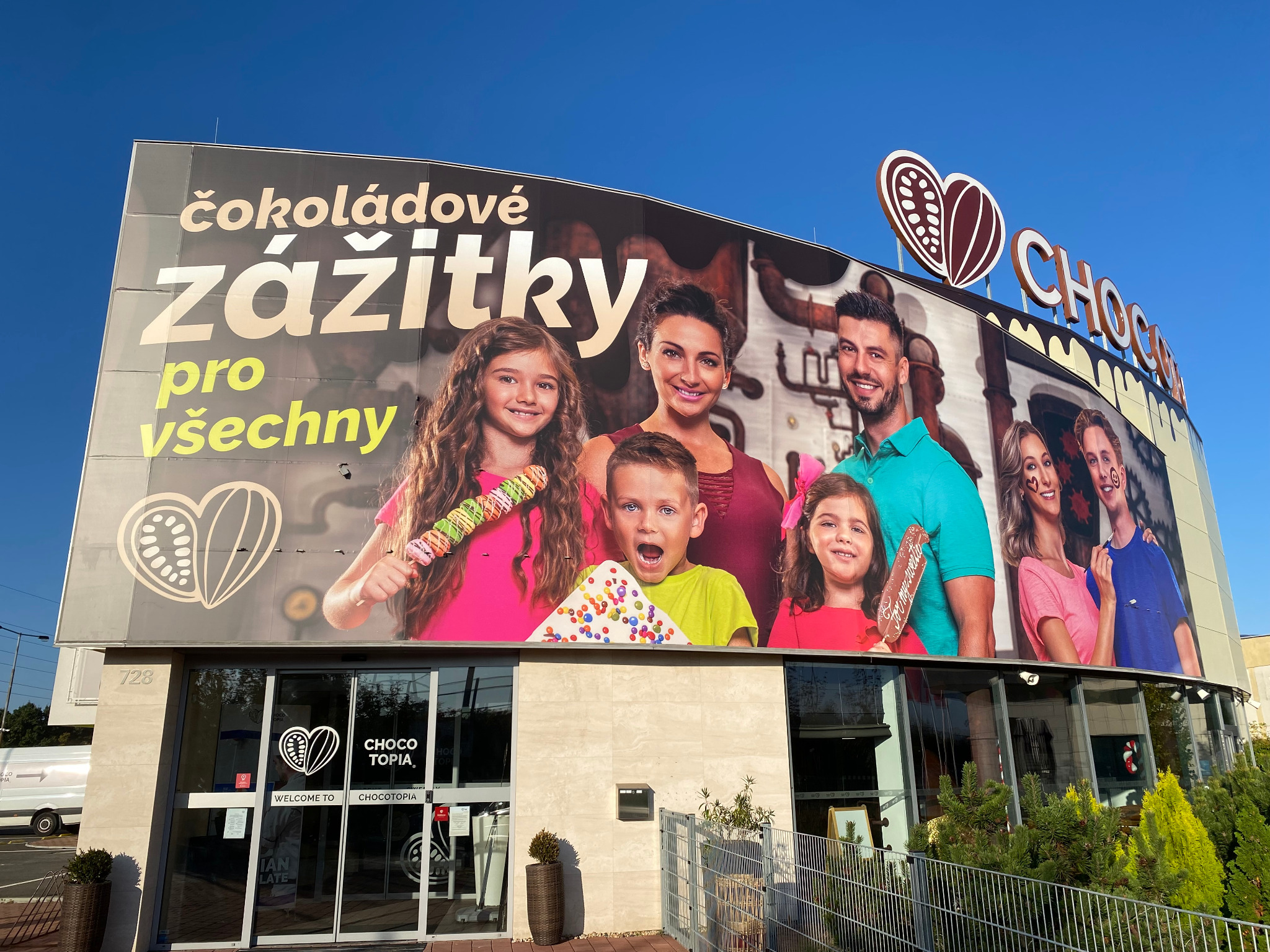 Detail of the large-format façade graphics
