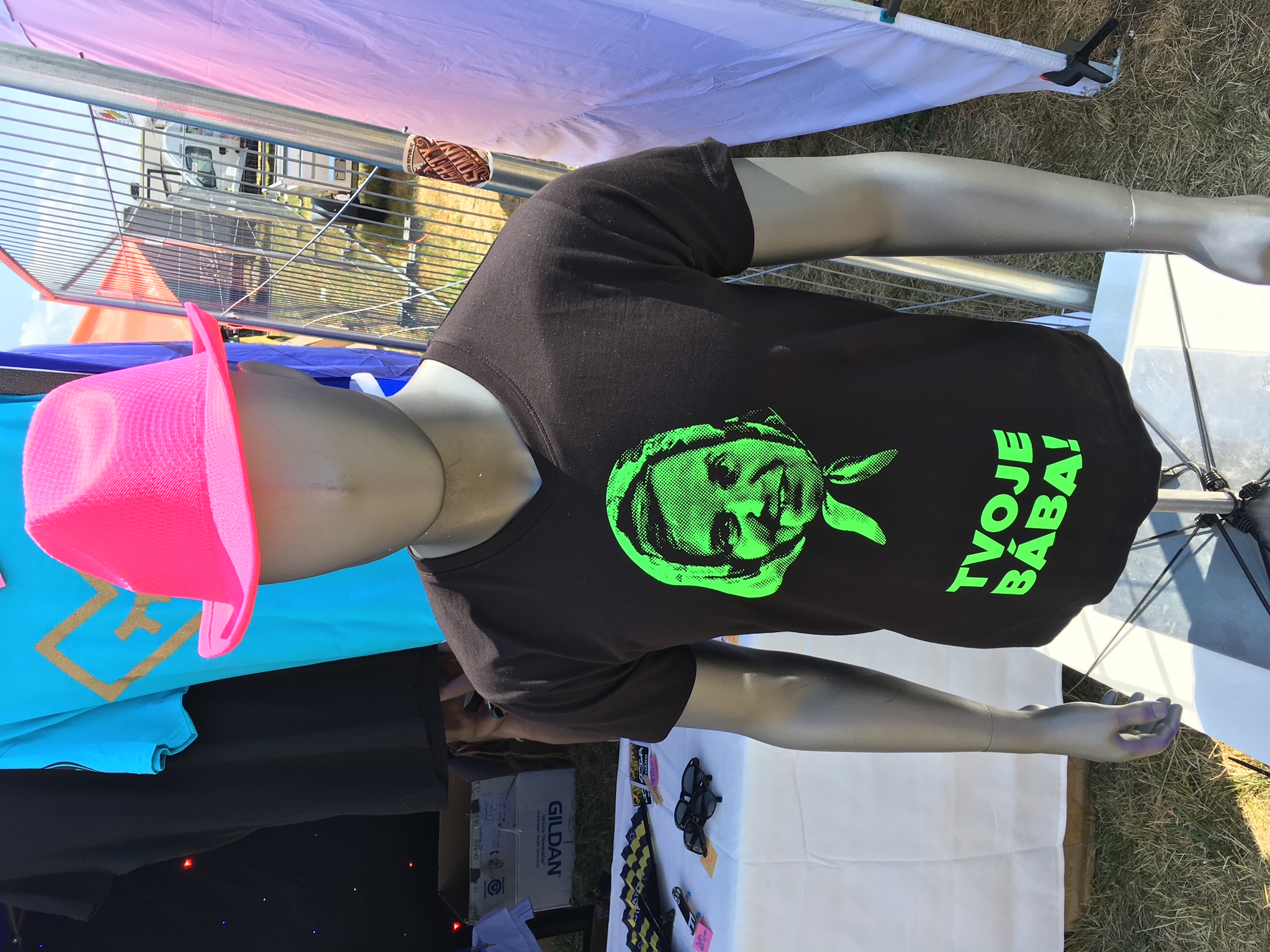 Your Granny — my original design on a T-shirt displayed at the stand.