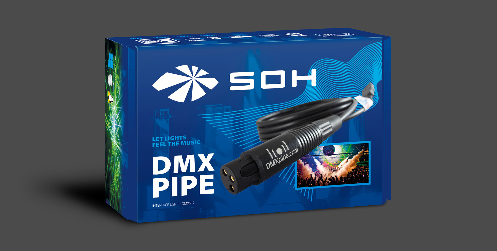 DMX Pipe — packaging visualisation.